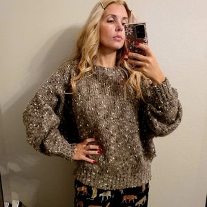 Boat neck mohair blend sweater medium